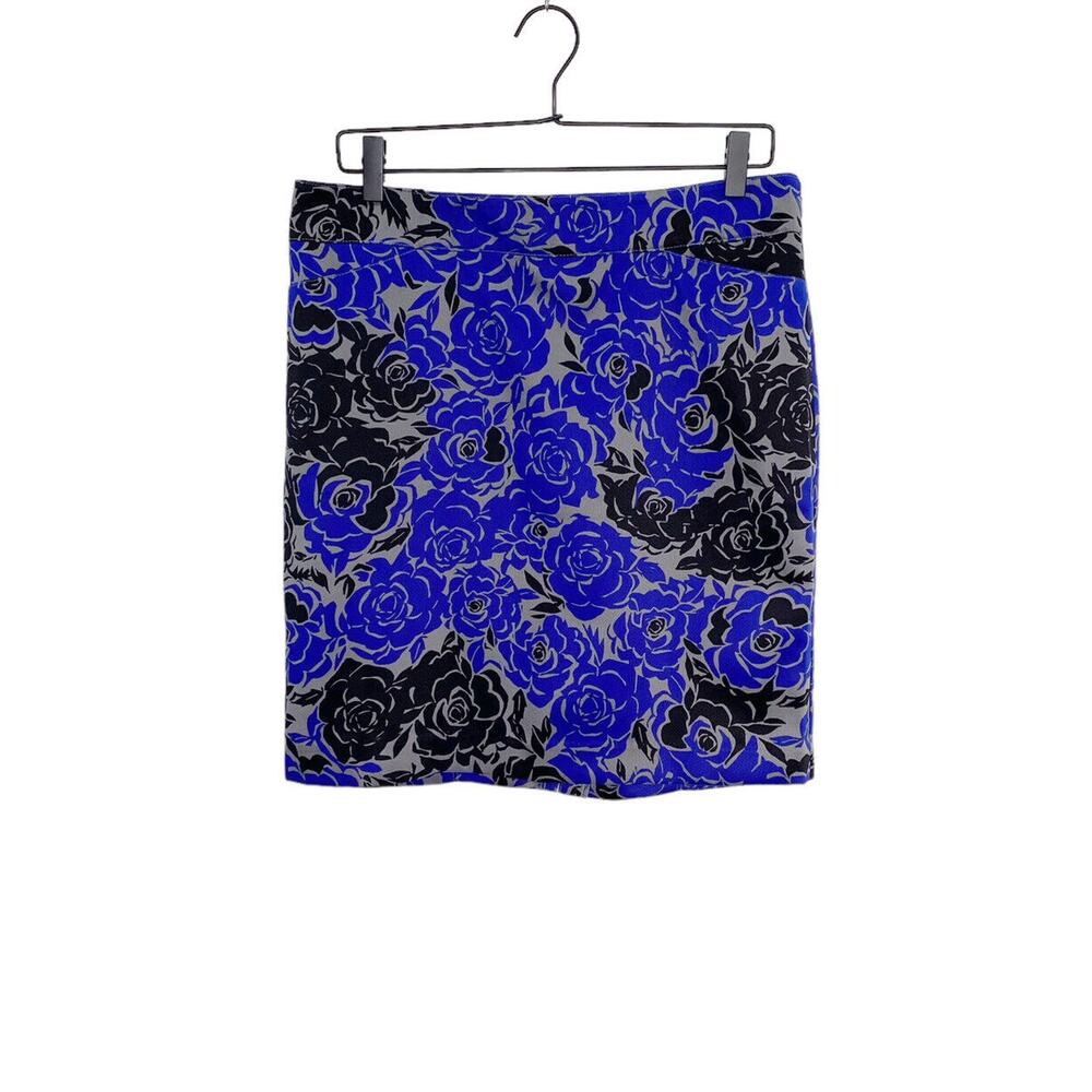 Banana Republic Skirt Womens Size 10 Floral Gray/Blue/Black Pencil Pockets NEW